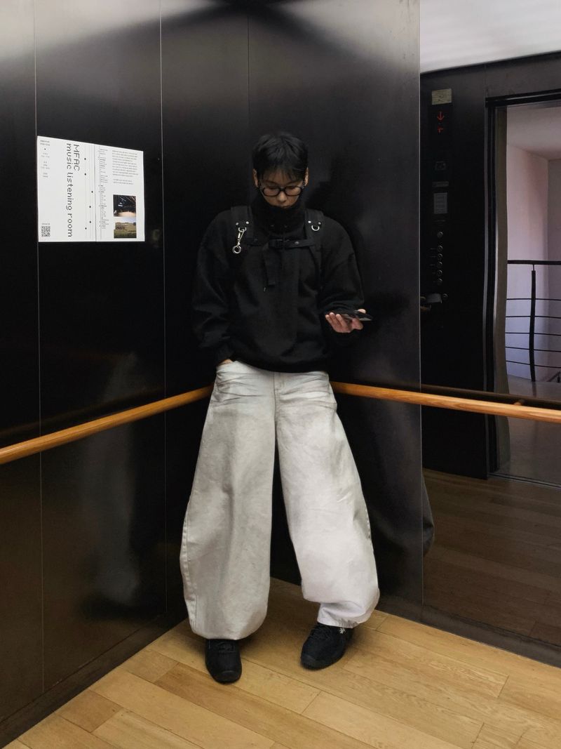 Double turtleneck over sweatshirt 2C