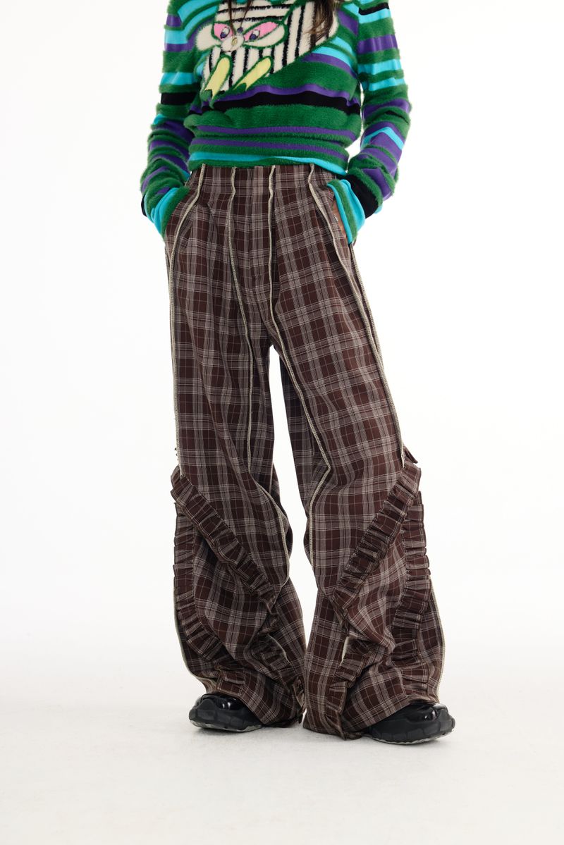 Lace plaid pants