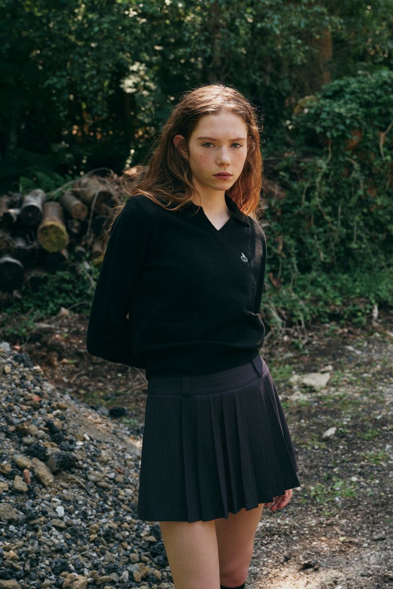 KIRSH（キルシー）の「MONO CHERRY WOMEN COLLAR KNIT [BLACK]（Tops）」