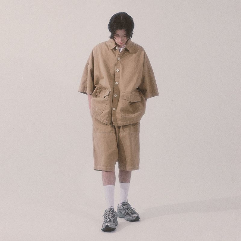 bio jacquard pocket shorts_beige