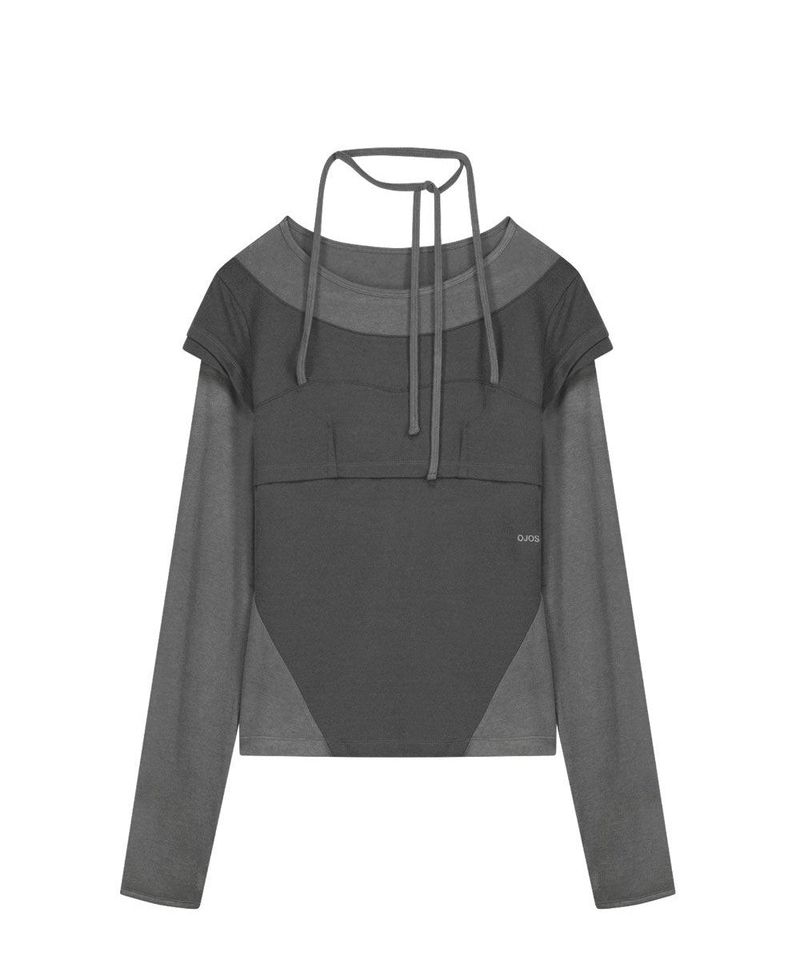 Halter Strap Long Sleeve / Grey