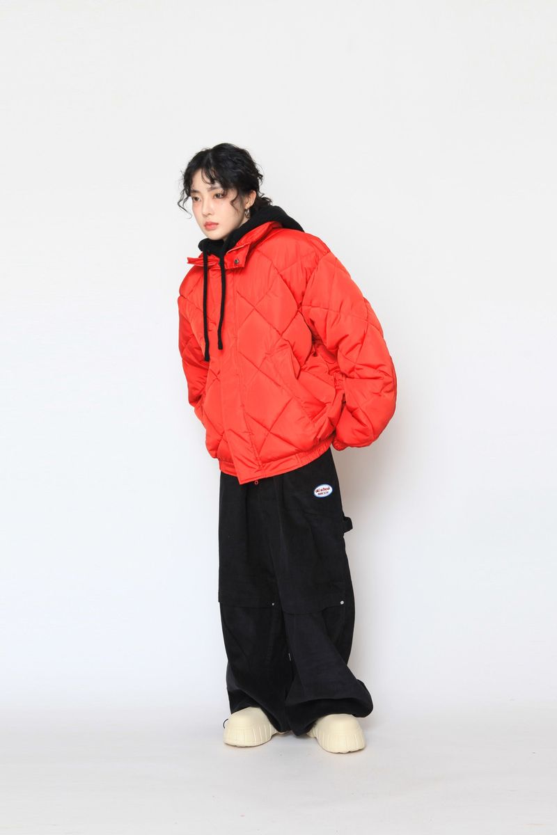 high-neck quilting padded jumper