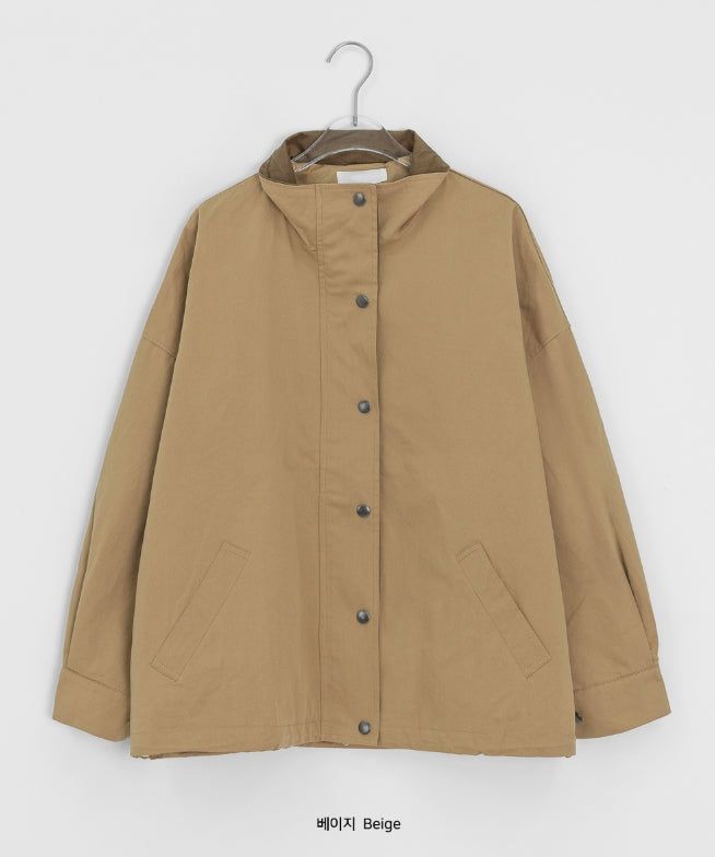 Cotton Color Matching Collar Bomber Jacket