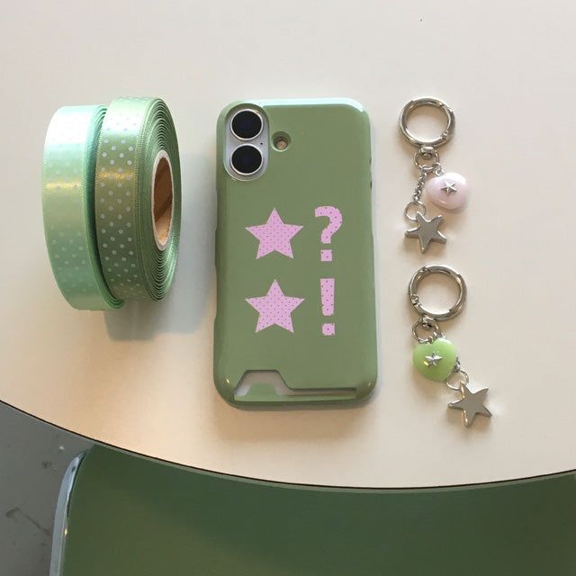 Dot Star Olive Pink Card Wallet Glossy Hard Case