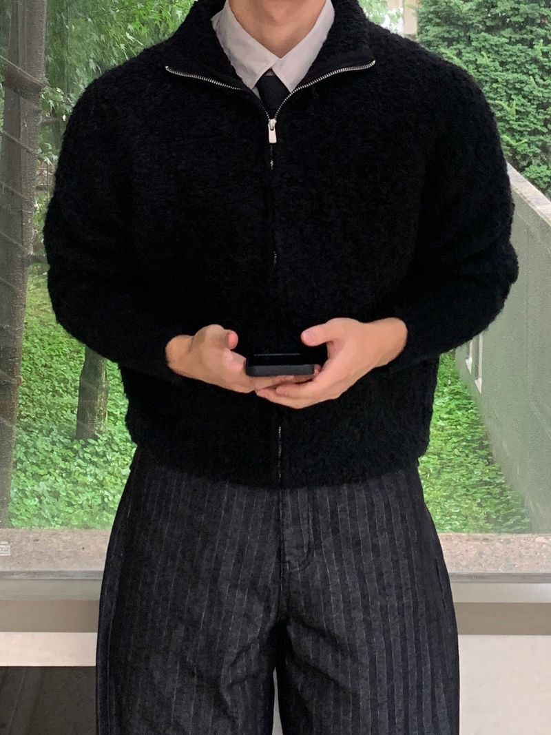 Boucle Full Zip Two-Way Cardigan