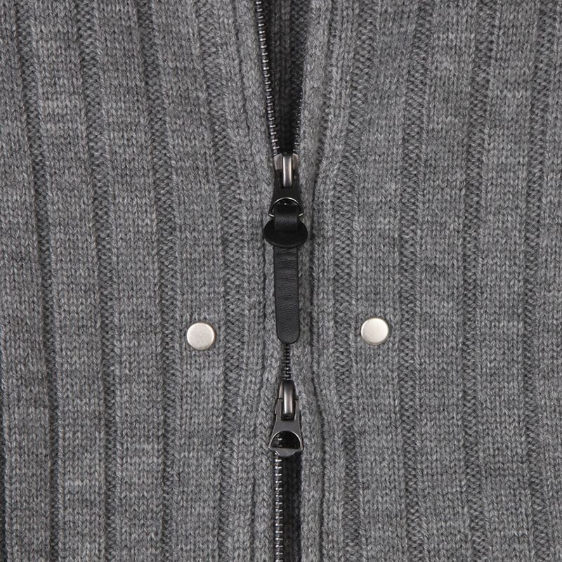Dot Rivet Ribbed Knit Zip-up