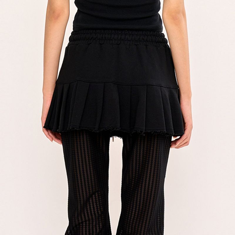 Sweat Pleats Skirt - Black