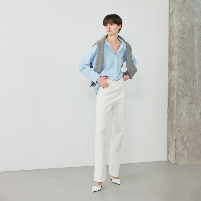 Cotton Straight Denim White - YS391
