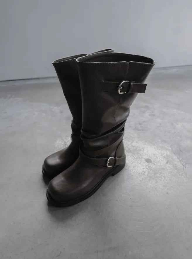 1215 Belt Strap Long Boots (3cm)