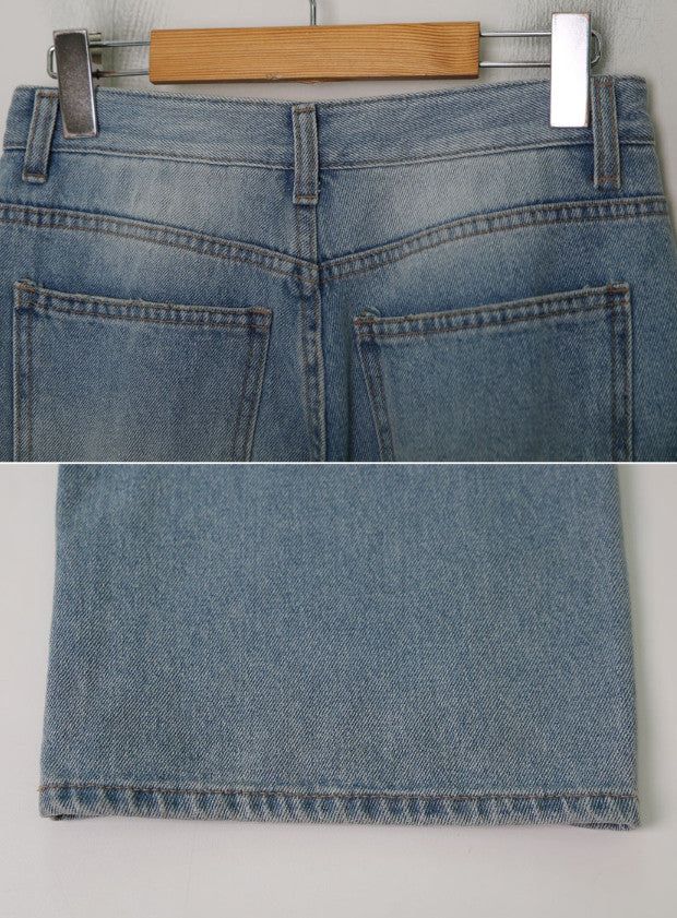 Light Blue Washing Wide Denim Pants