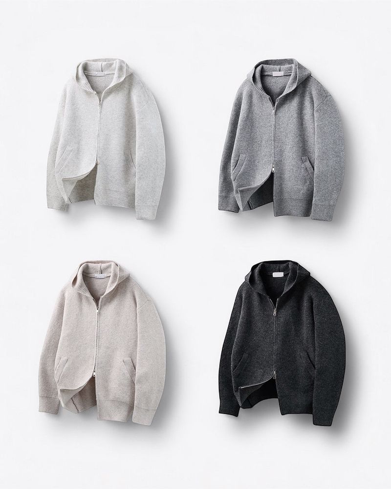 Merry wool knit hood zip-up
