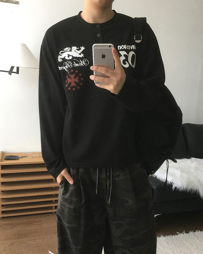 Kingdom Henley Neck Waffle Long Sleeve