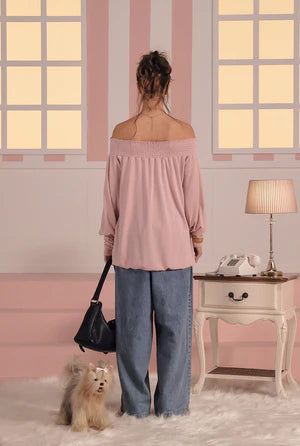 Bell shirring top - pink
