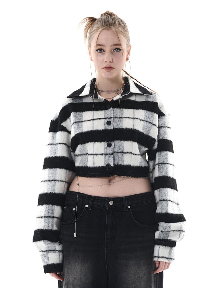 GATELESS（ゲートレス）の「MOHAIR CHECK SHIRT（Tops）」