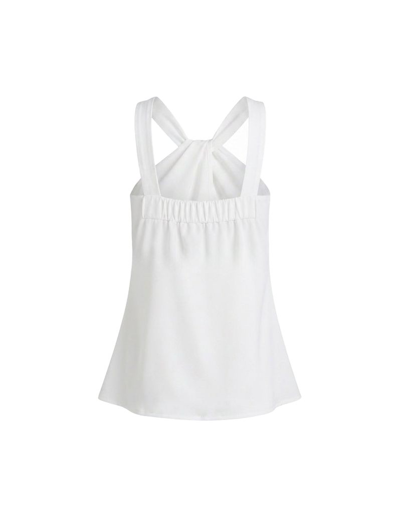 Sia Twist Drape Flare Sleeveless Blouse White