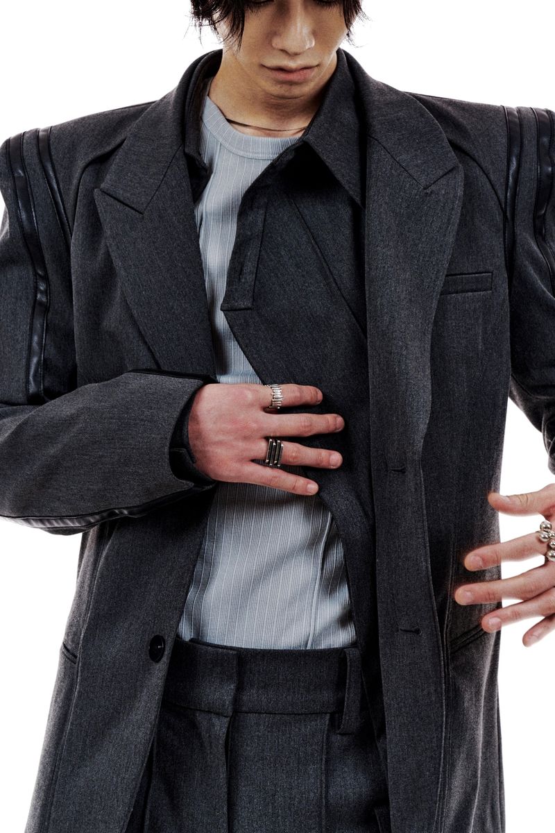 LEATHER LINE TAILORED JACKET