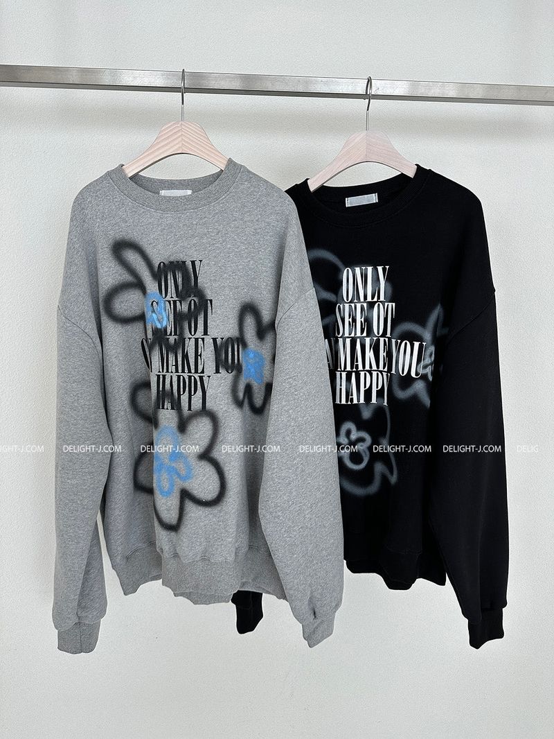 [UNISEX] Wool napping flower oversized fit sweatshirt