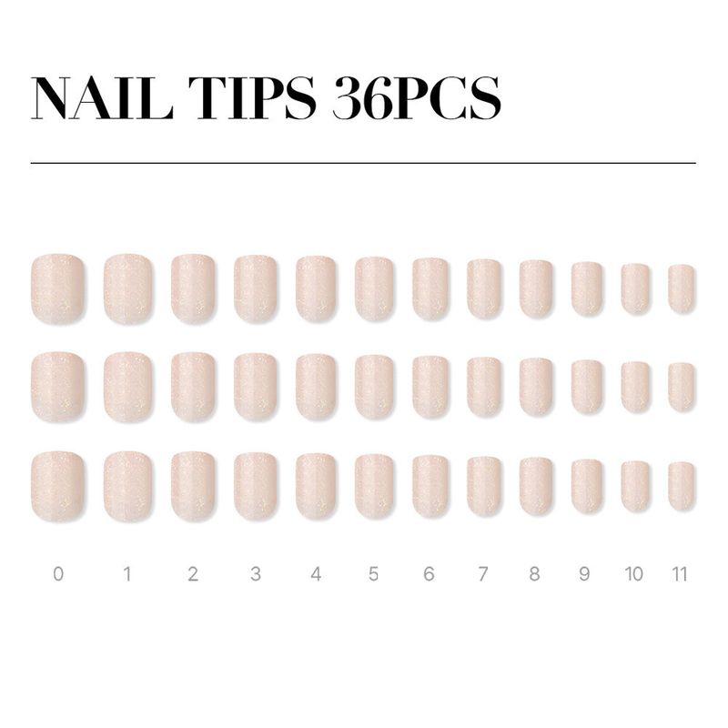 MUZMAK Reusable Nail Tip Peach Glitter(Regular Square)