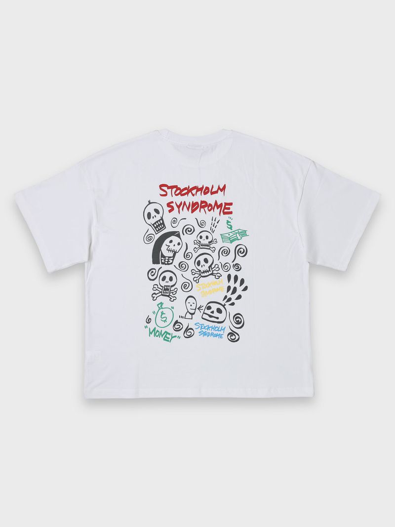 stockholm syndrome（ストックホルムシンドローム）の「ドゥードゥルスカルTシャツ - ホワイト（トップス）」