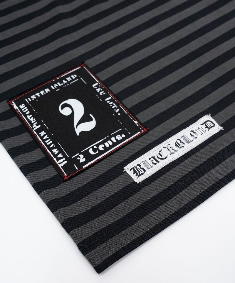 BBD Anxiety Multi Patch Stripe Long T-Shirt (Black&Charcoal)