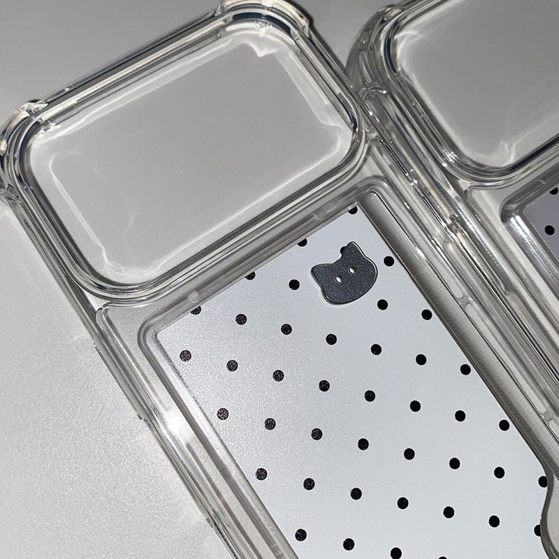 [MADE] DOTTY KITTY PHONE CASE WHITE (clear pocket)