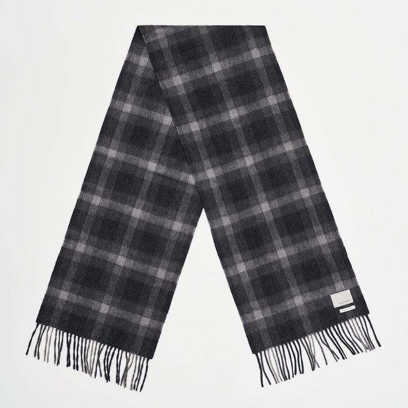 Cashmere Woven Scarf Gingham Check_Grey,Purple