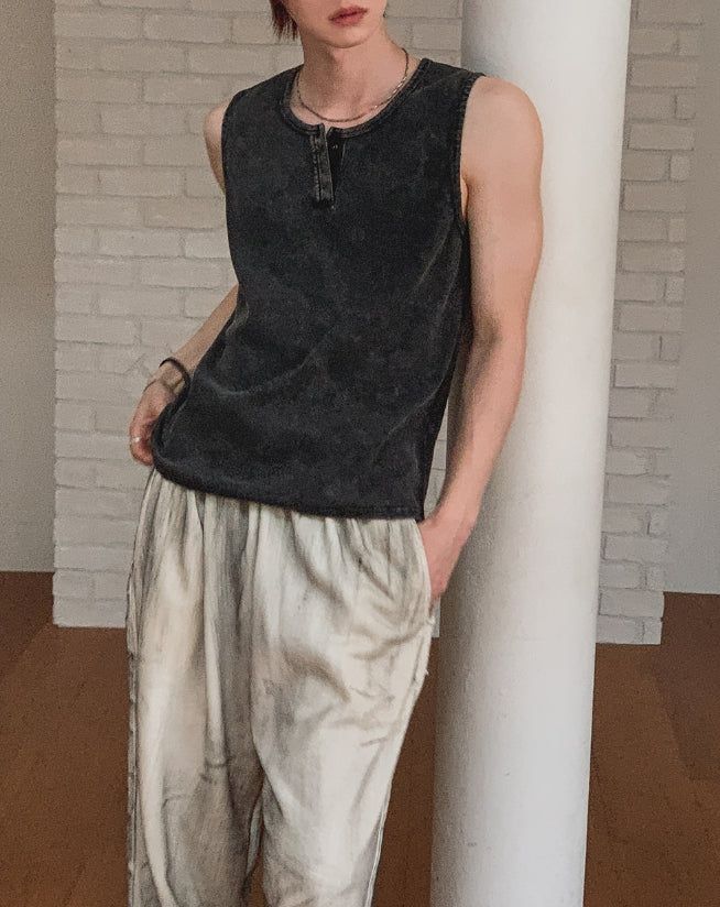 Dust Pigment Henley Sleeveless