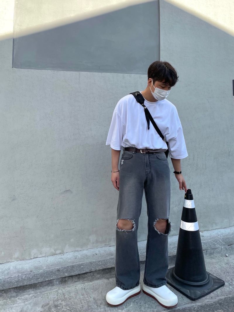 EASY DETROYED DENIM PANTS(2COLOR)