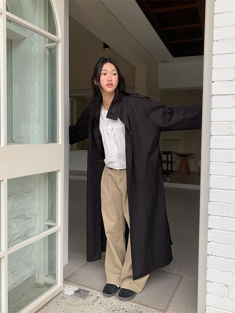 HIGH NECK MAXI TRENCH COAT (3C)