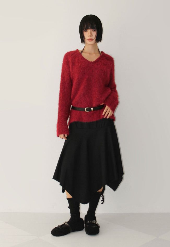(WOOL) BLUSH V-NECK KNIT