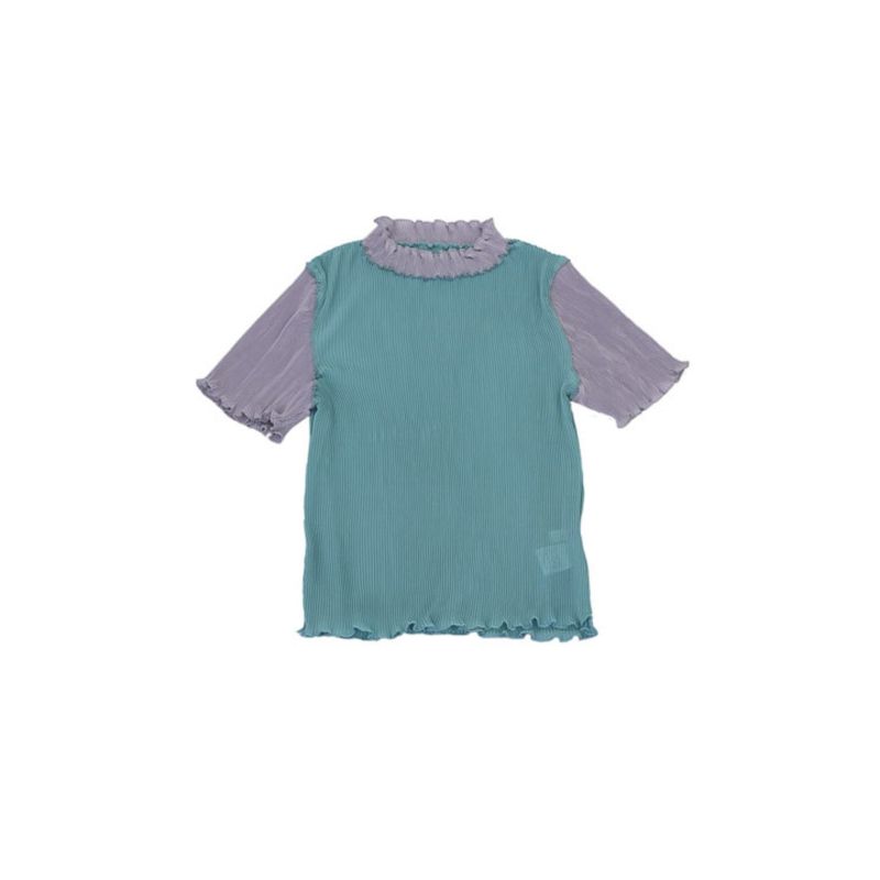 mellow pleats bicolor tops