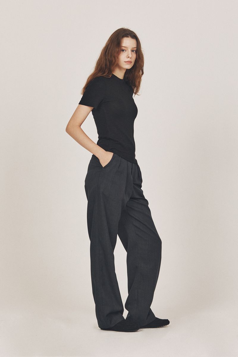 wool blended Half top_black