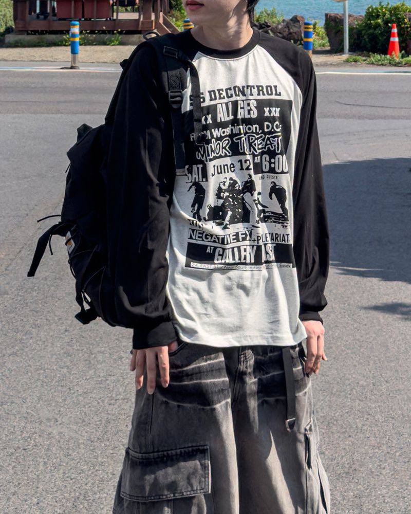 Poster Color Block Raglan Long Sleeve