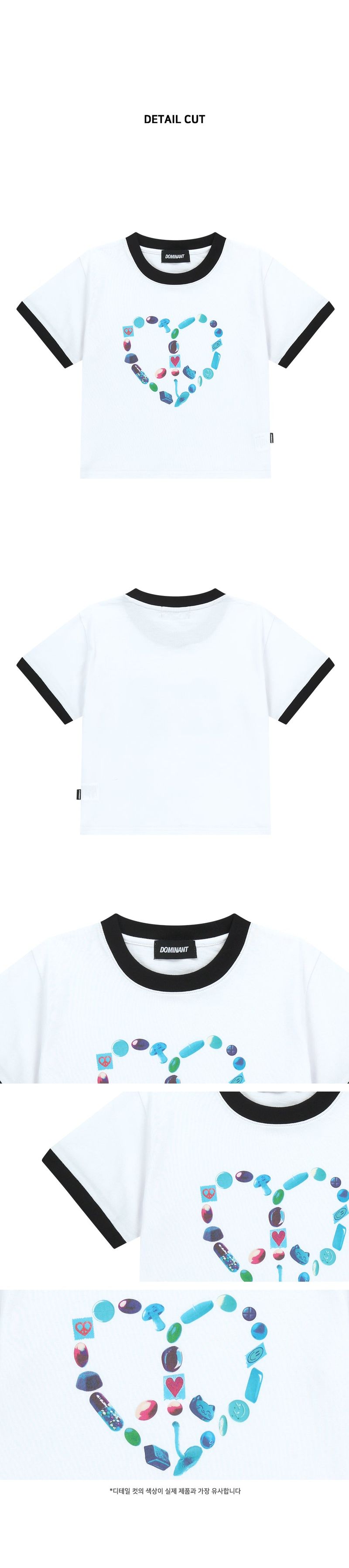 Heart Peace Ringer Crop T-Shirt_White