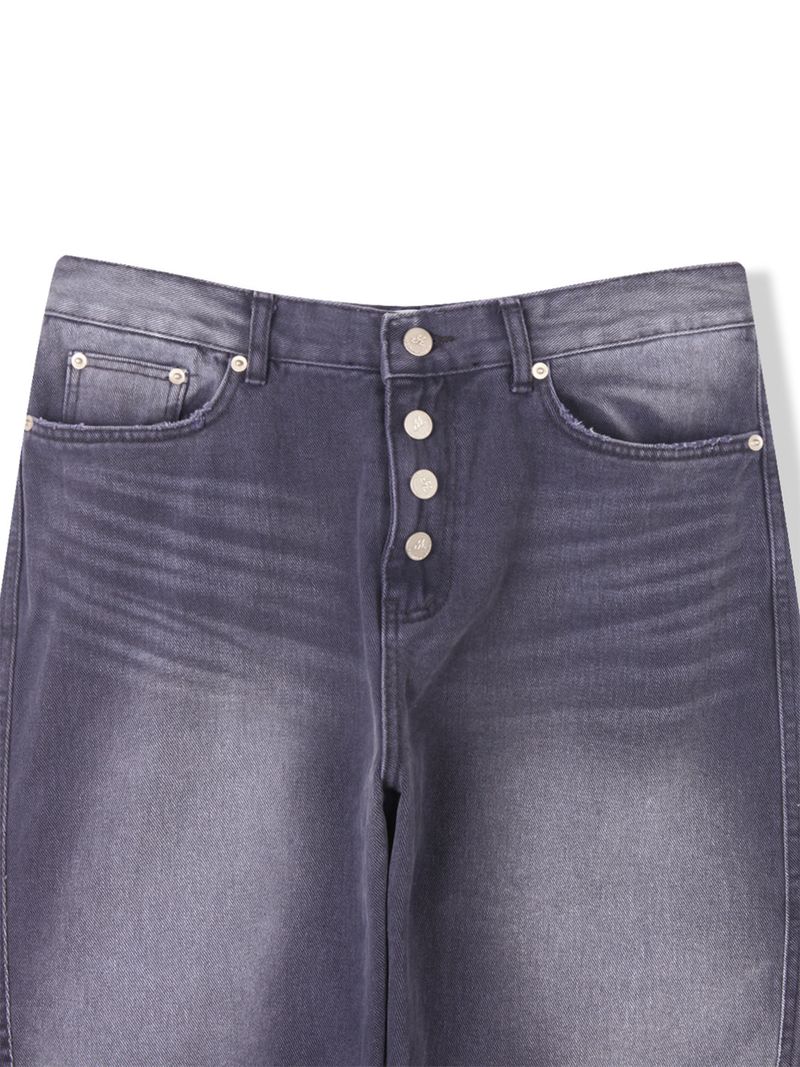 Button-fly wide denim pants