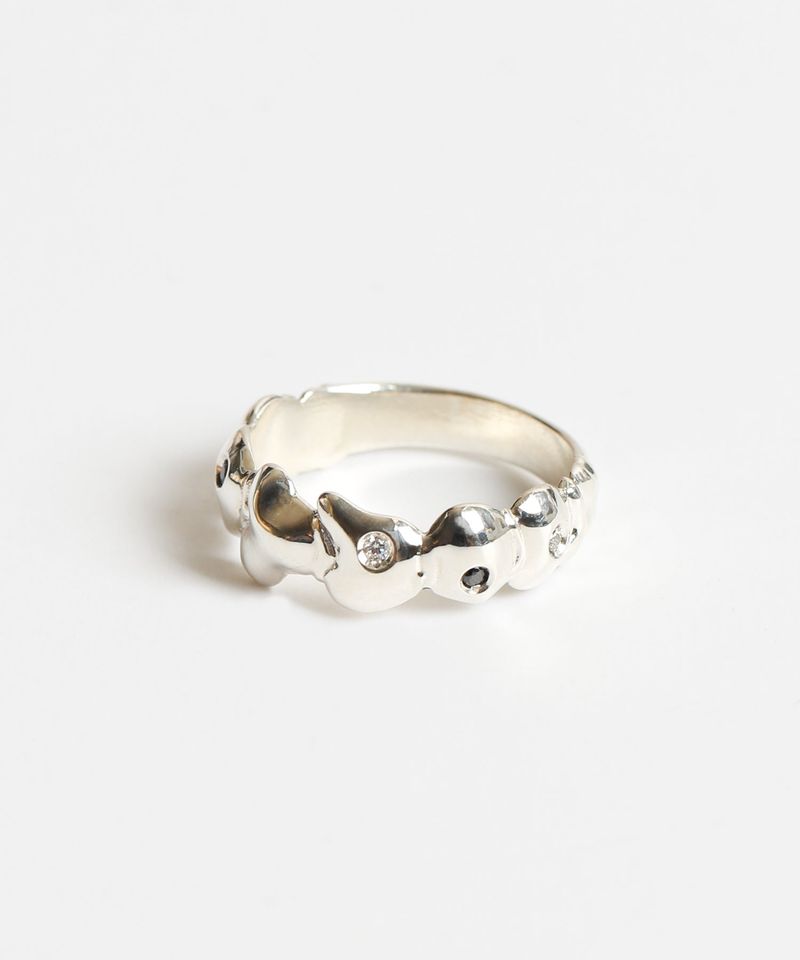 Mushroom cubic ring (WB) (925 silver)