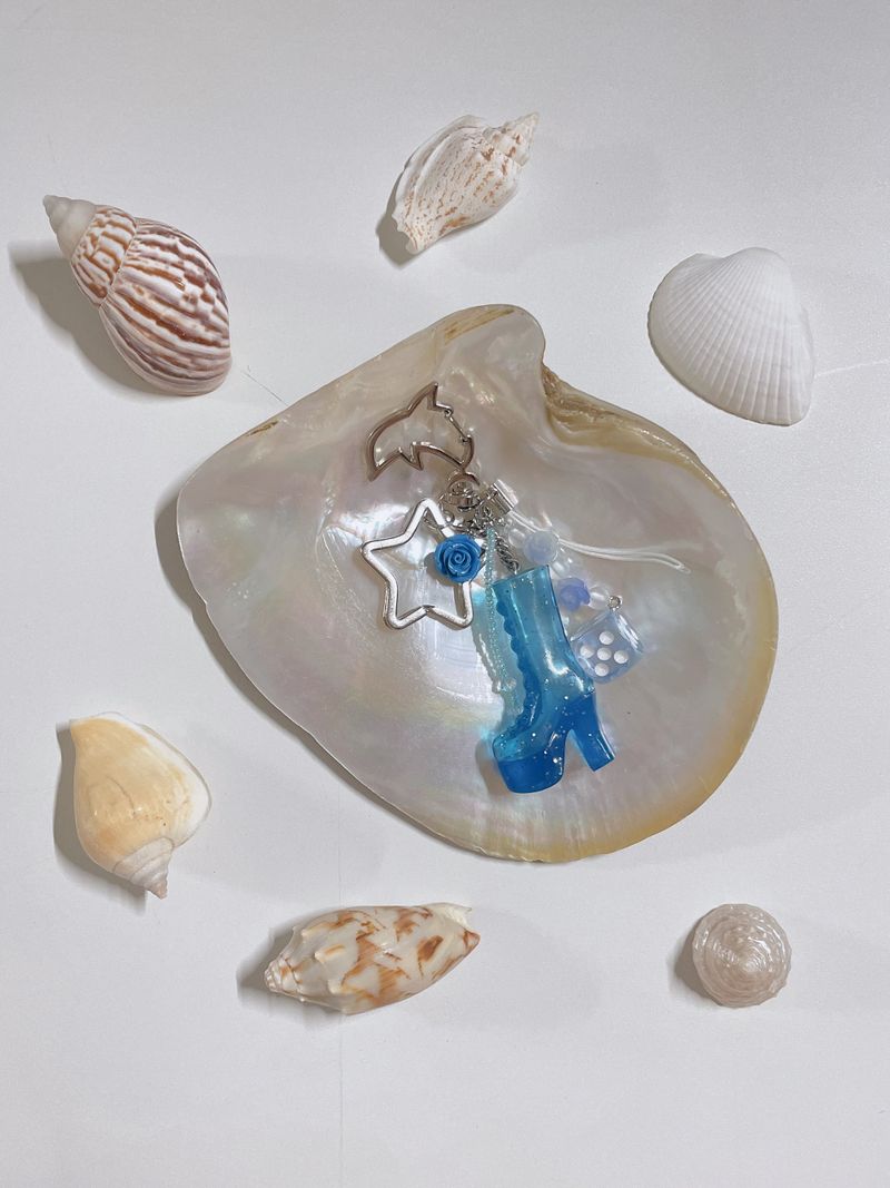 Ocean Blue Boots Keyring Bag Charm Keychain
