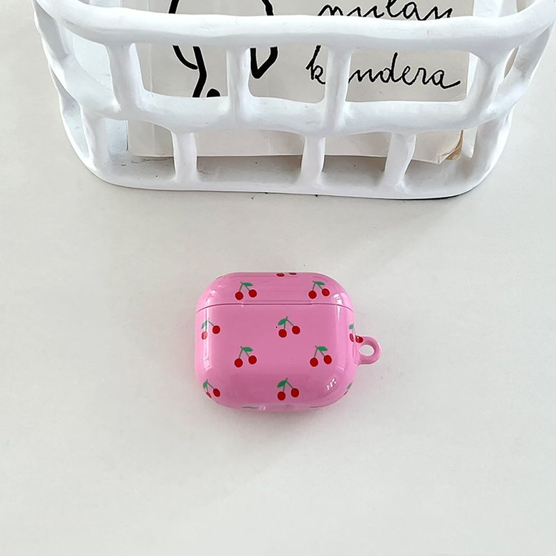cherry glossy airpods case (pink)