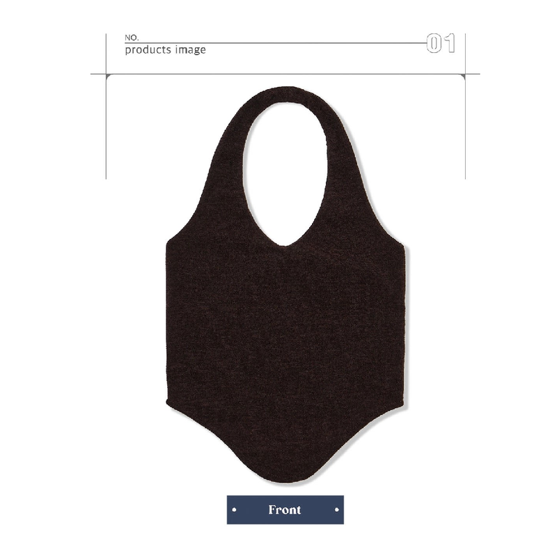 HALTERNEK KNIT VEST_BROWN
