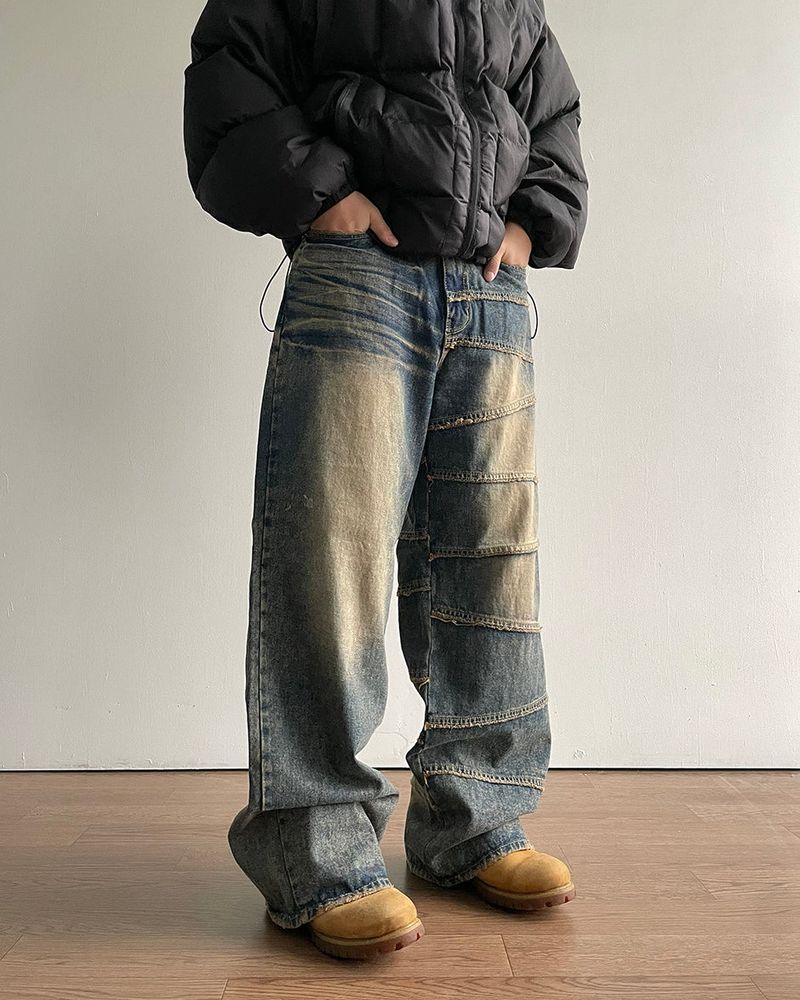 Unbalanced Cutting Denim Pants