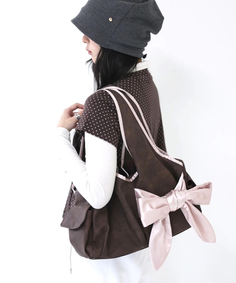 [Medium] Bow Shoulder Bag (Choco Pink)