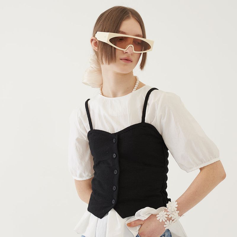 BUTTONED BUSTIER (BLACK)
