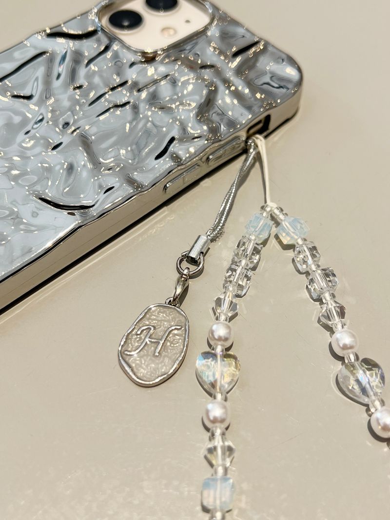 MY Initial Pendant Silver Phone Strap Key-Ring