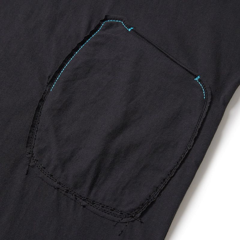 Patchwork pocket half T-shirts / Dusty black