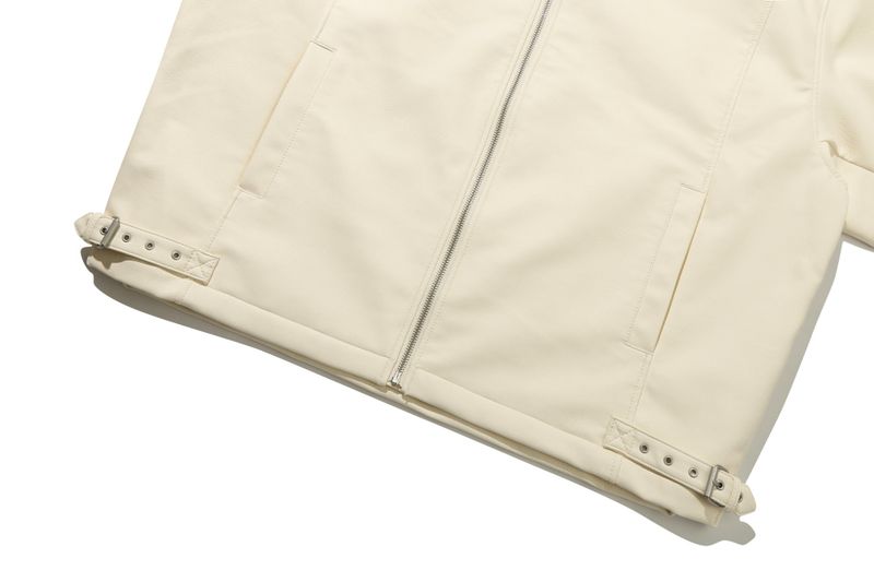 VEGAN LEATHER SINGLE JACKET_OATMEAL