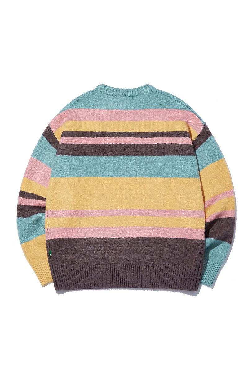 Bear Patch Multi Stripe Knit_Yellow