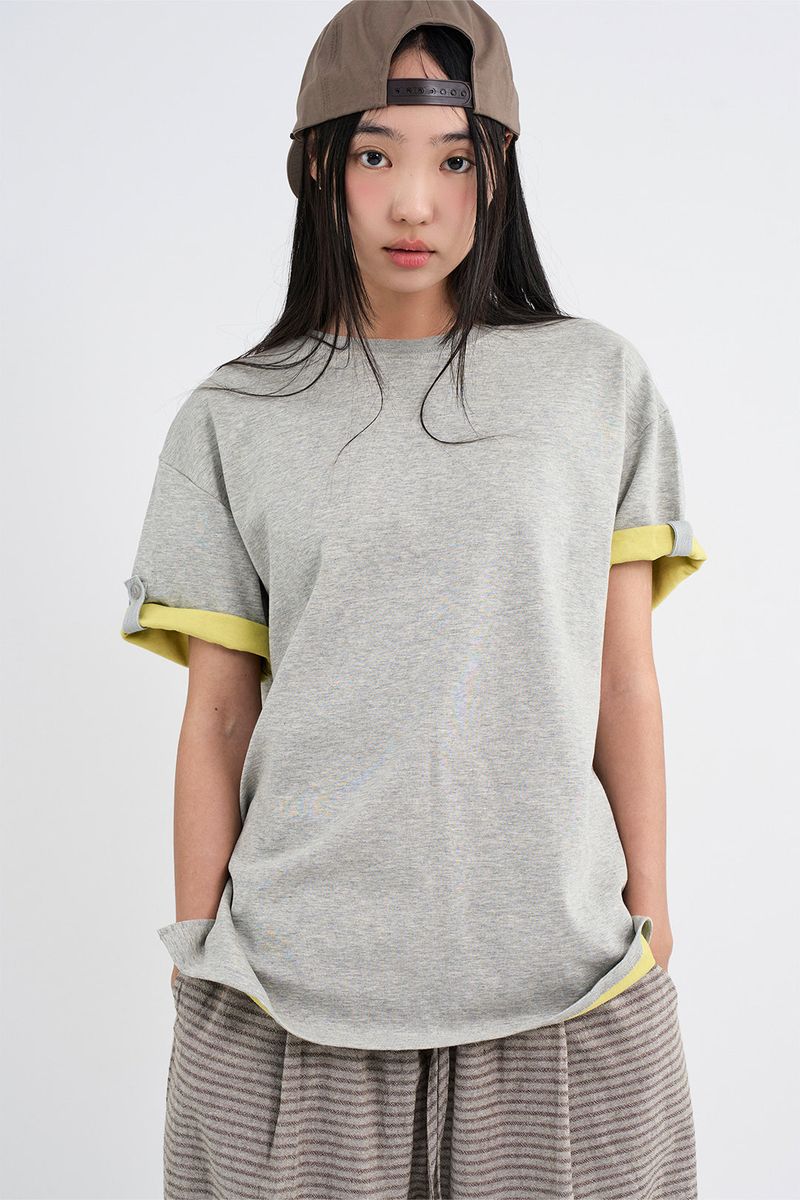 Raucohouse（ラウコハウス）の「Layered roll-up t-shirt（Tops）」