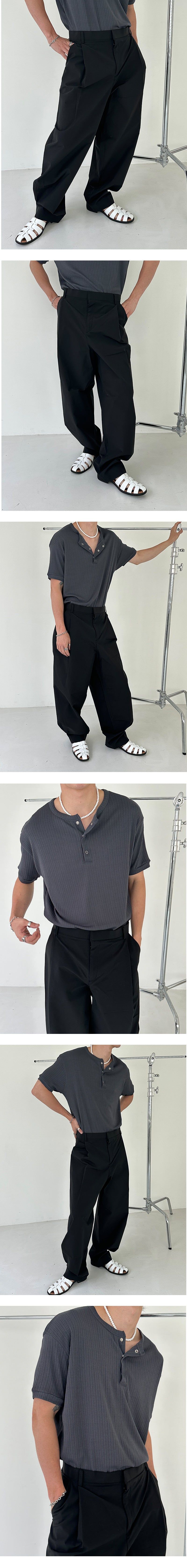 [S/S] Nylon tuck wide slacks (3color)