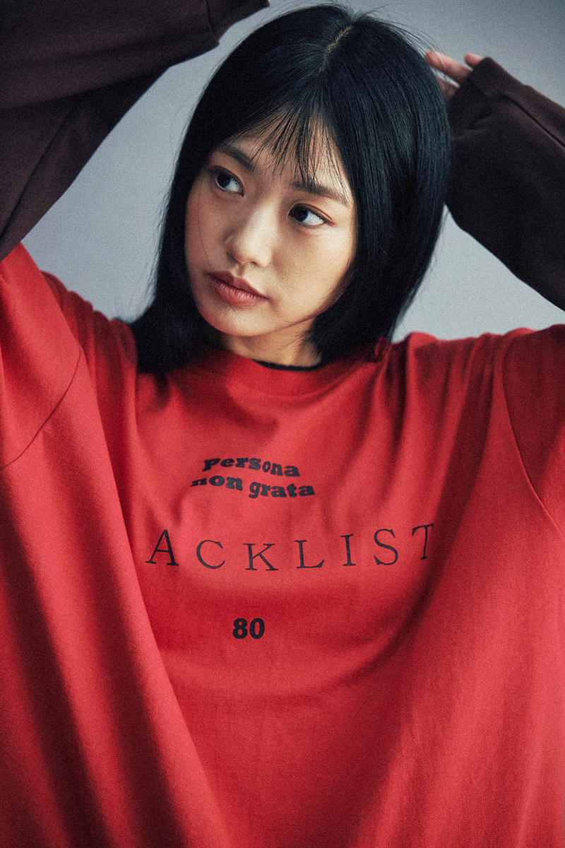 Blacklist lettering Layered tee (Red/Brown)