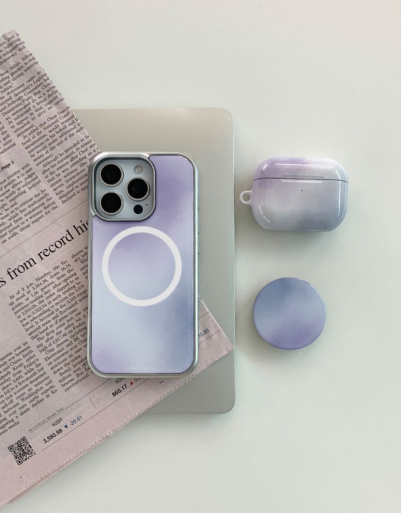  [MADE]ミスティラベンダー シルバー エポキシ MagSafeバンパー iPhoneケース